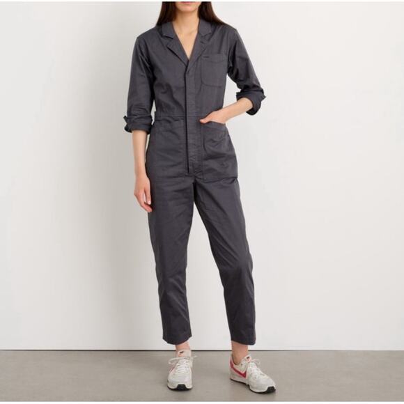 Alex Mill Standard Iron Gray Long Sleeve Jumpsuit XS Cotton Twill Crop Utility - Picture 1 of 7